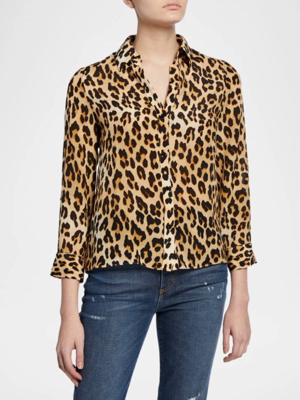 ALICE + OLIVIA | Eloise Silk Button-Down Leopard Blouse